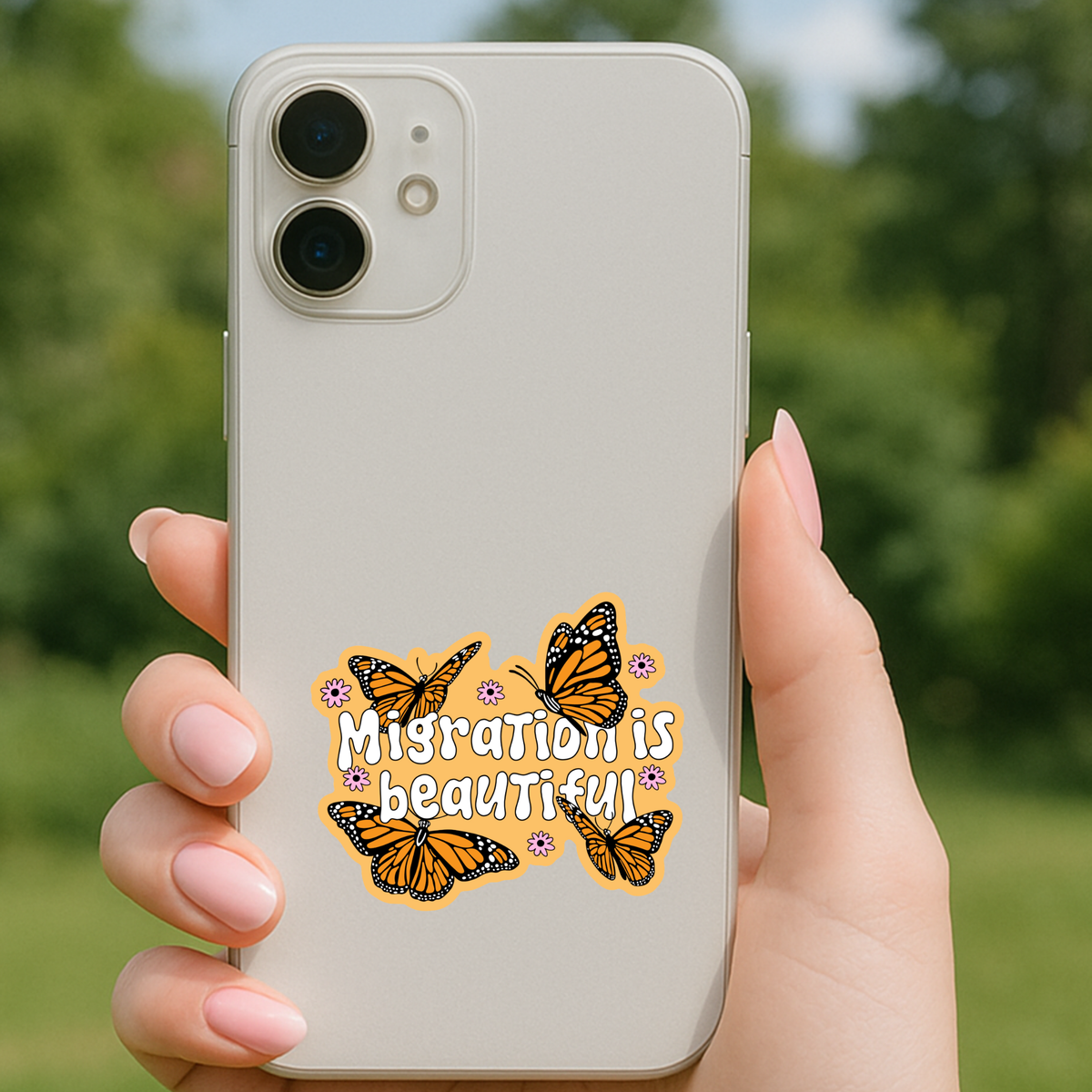 Migration Is Beautiful Sticker, Monarch Butterfly Decal