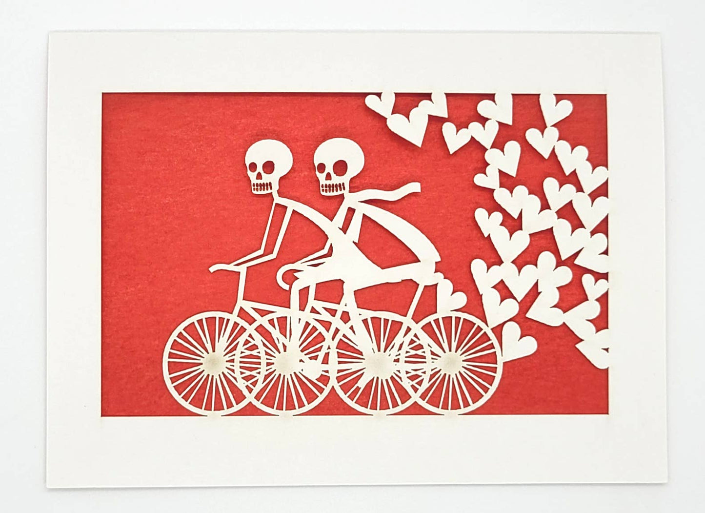 Individual card in a protective compostable PLA sleeve. Card size - A7 5" x 7" A2 4.25'' x 5.5'' Red and white