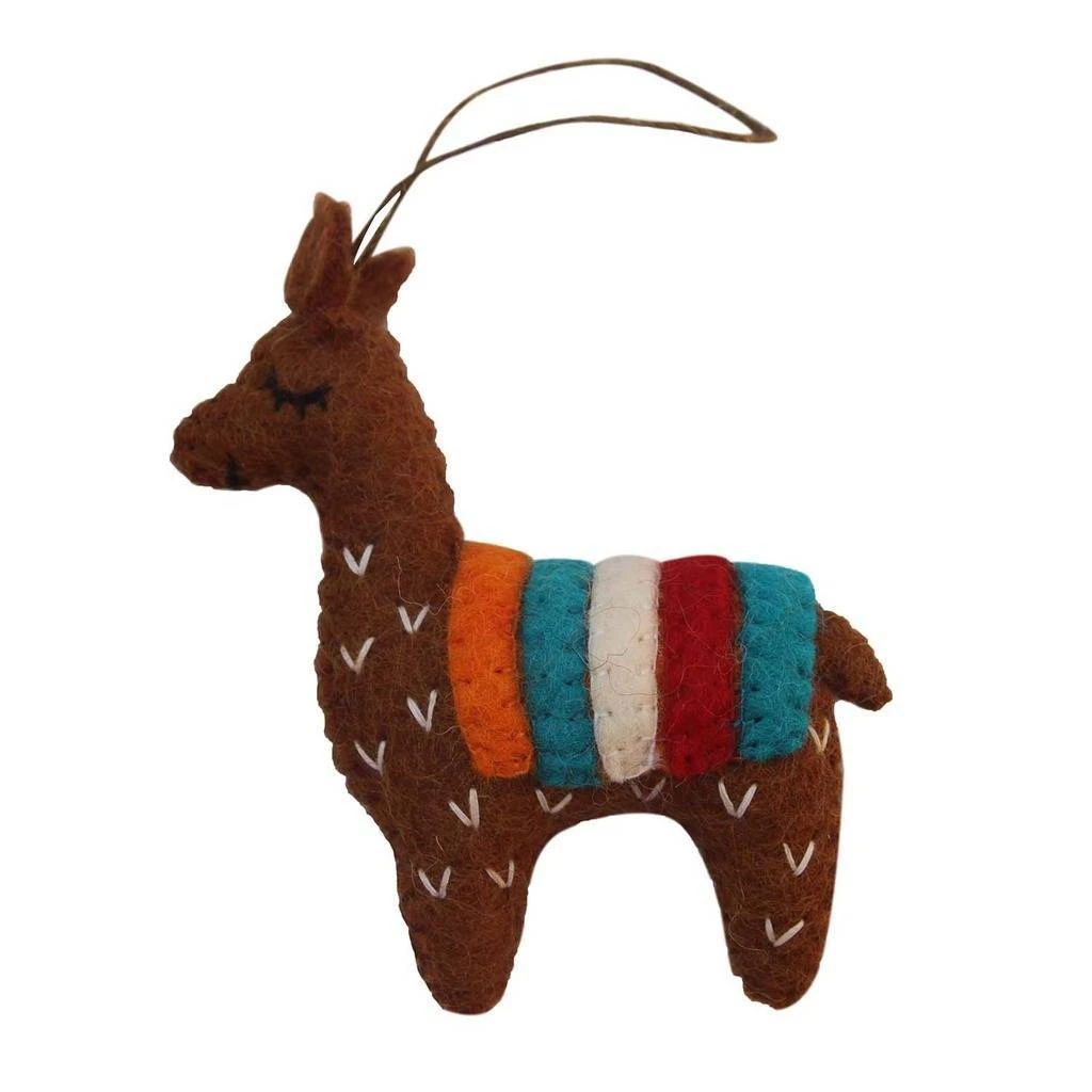 Hand crafted fair trade felt llama orniment