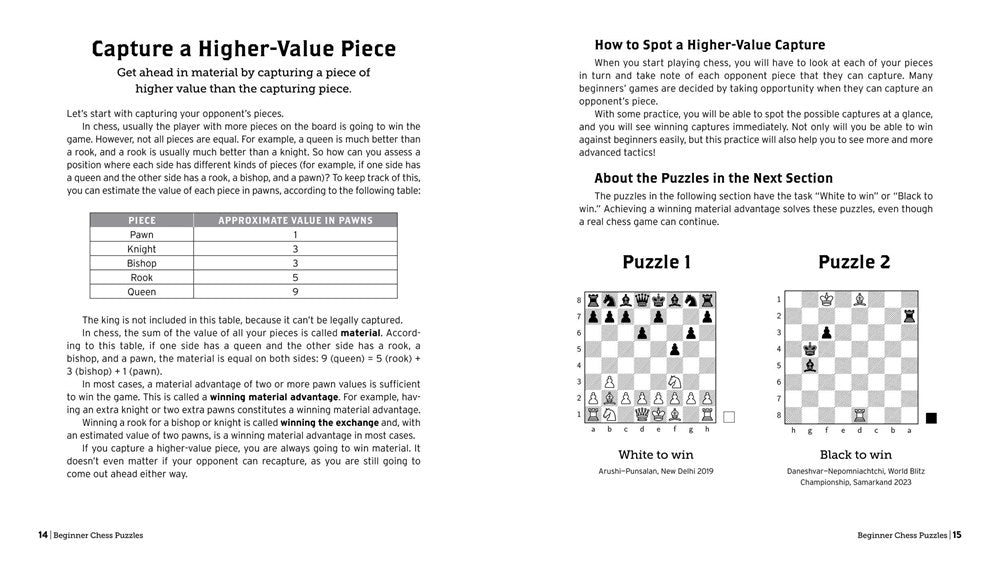 Beginner Chess Puzzles: 500 Practice Exercises to Take Your Game to the Next Level