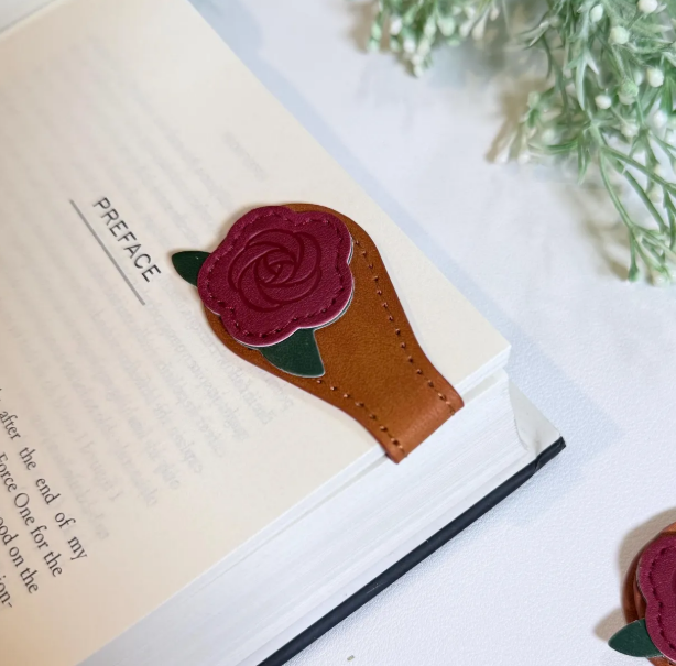 Rose leather bookmark