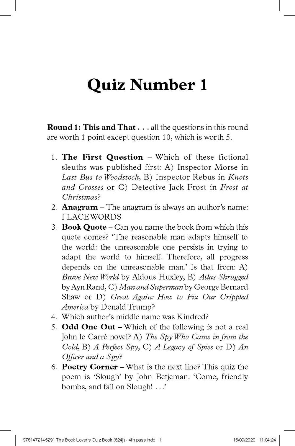 The Book Lover's Quiz Book: Novel Conundrums