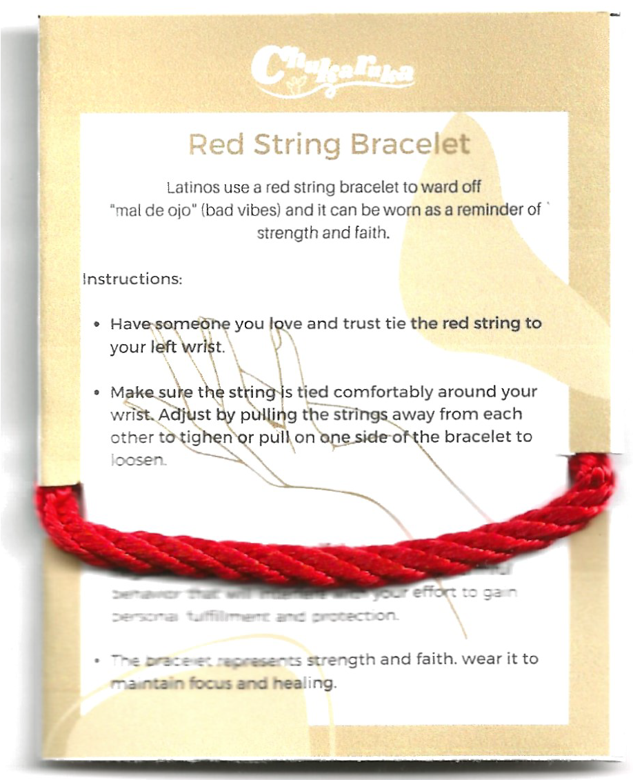 Red string bracelet with description 