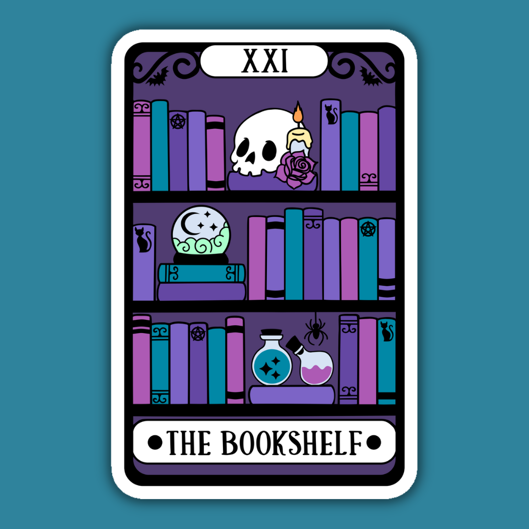 The Bookshelf Alternative Tarot Card Reader Sticker