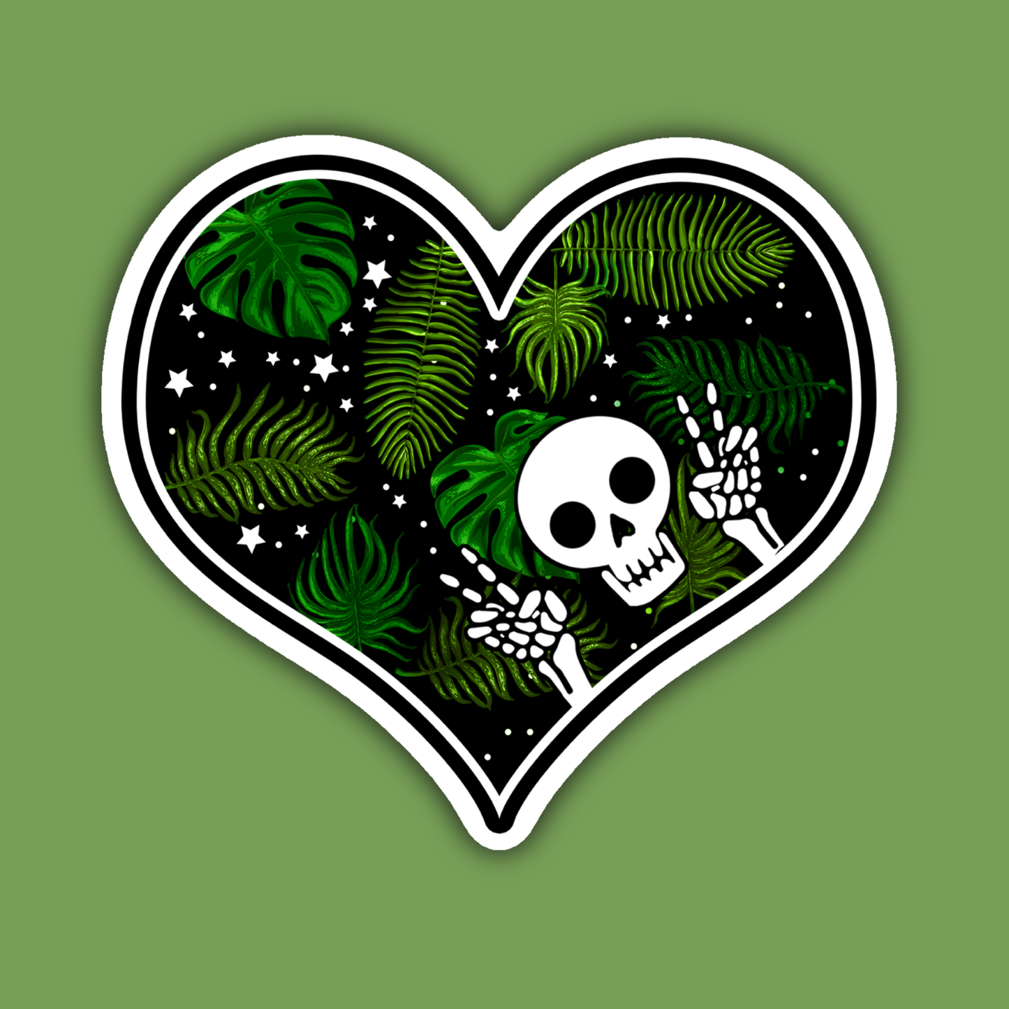 Skull Plant Heart Sticker