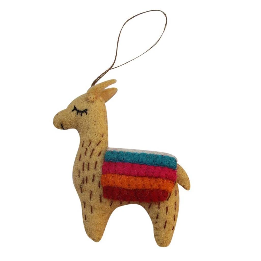 Hand crafted fair trade felt llama orniment