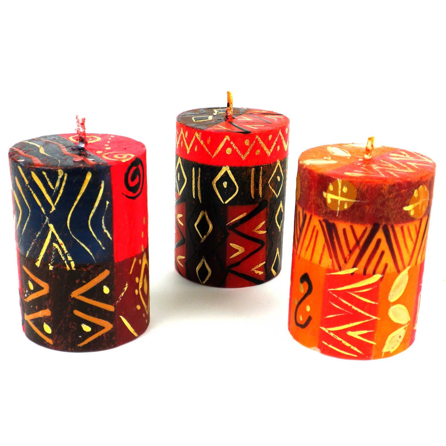 Hand-Painted Votive Candles, Boxed Set of 3 (Bongazi Design)
