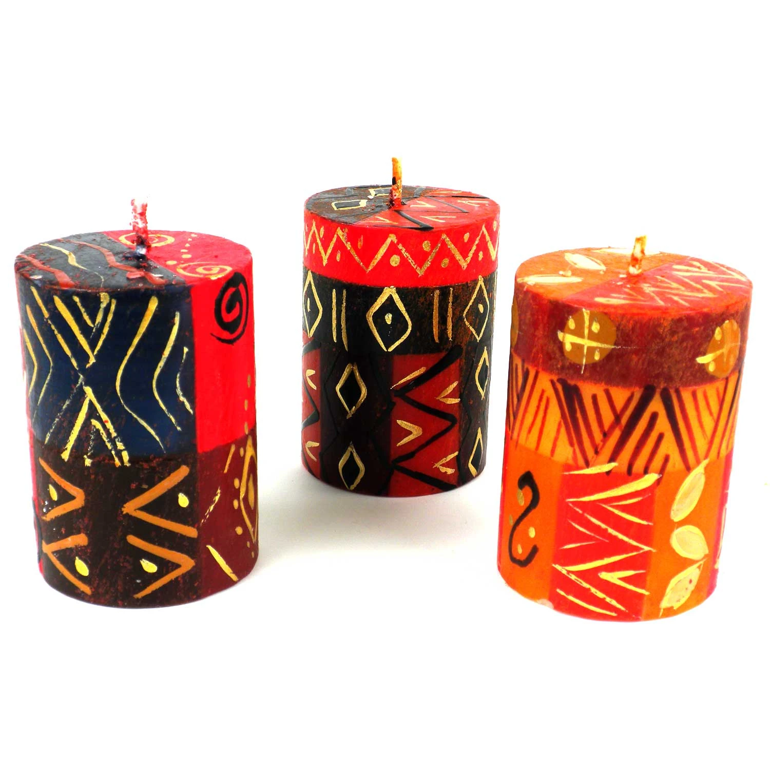 Hand-Painted Votive Candles, Boxed Set of 3 (Bongazi Design)