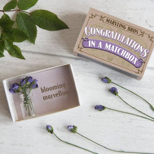 Congratulations Bunch Of Roses In A Vase In A Matchbox
