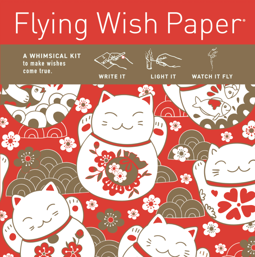 FLYING WISH PAPER 'Lucky Cat' / Mini kit with 15 Wishes + Accessories