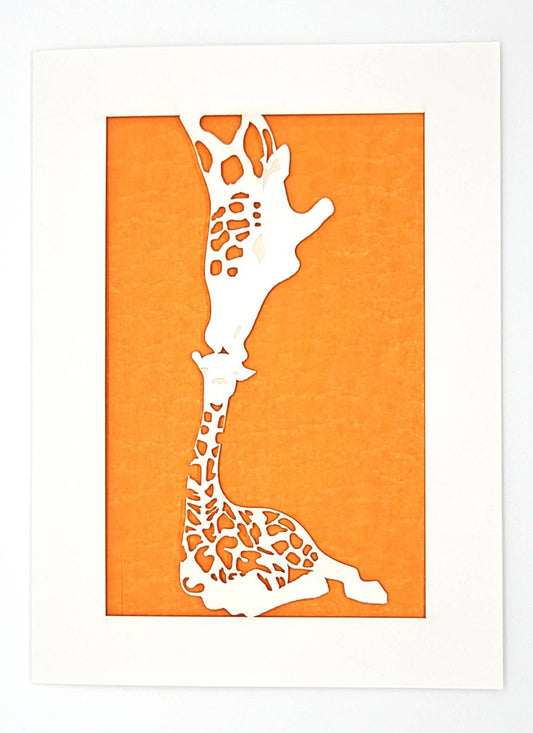 Mama Giraffe with baby: Orange / A2