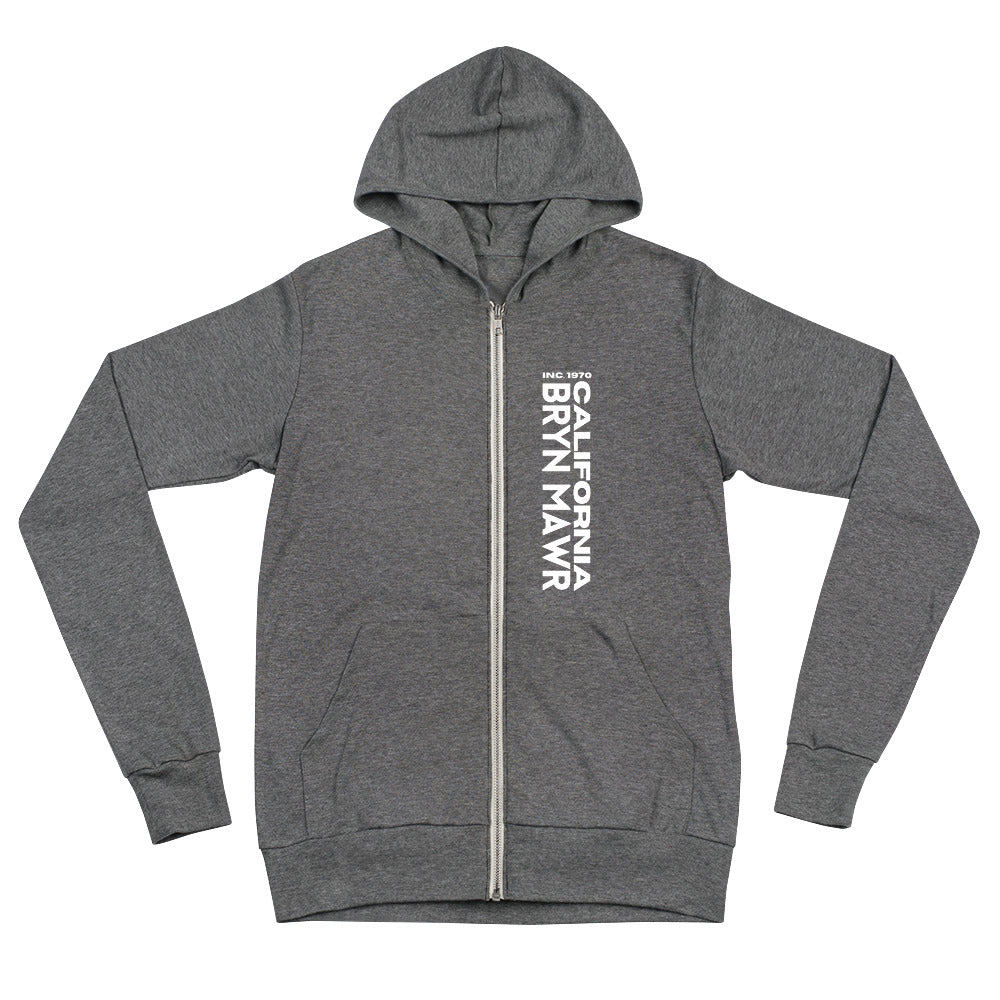 Bryn Mawr Unisex zip hoodie