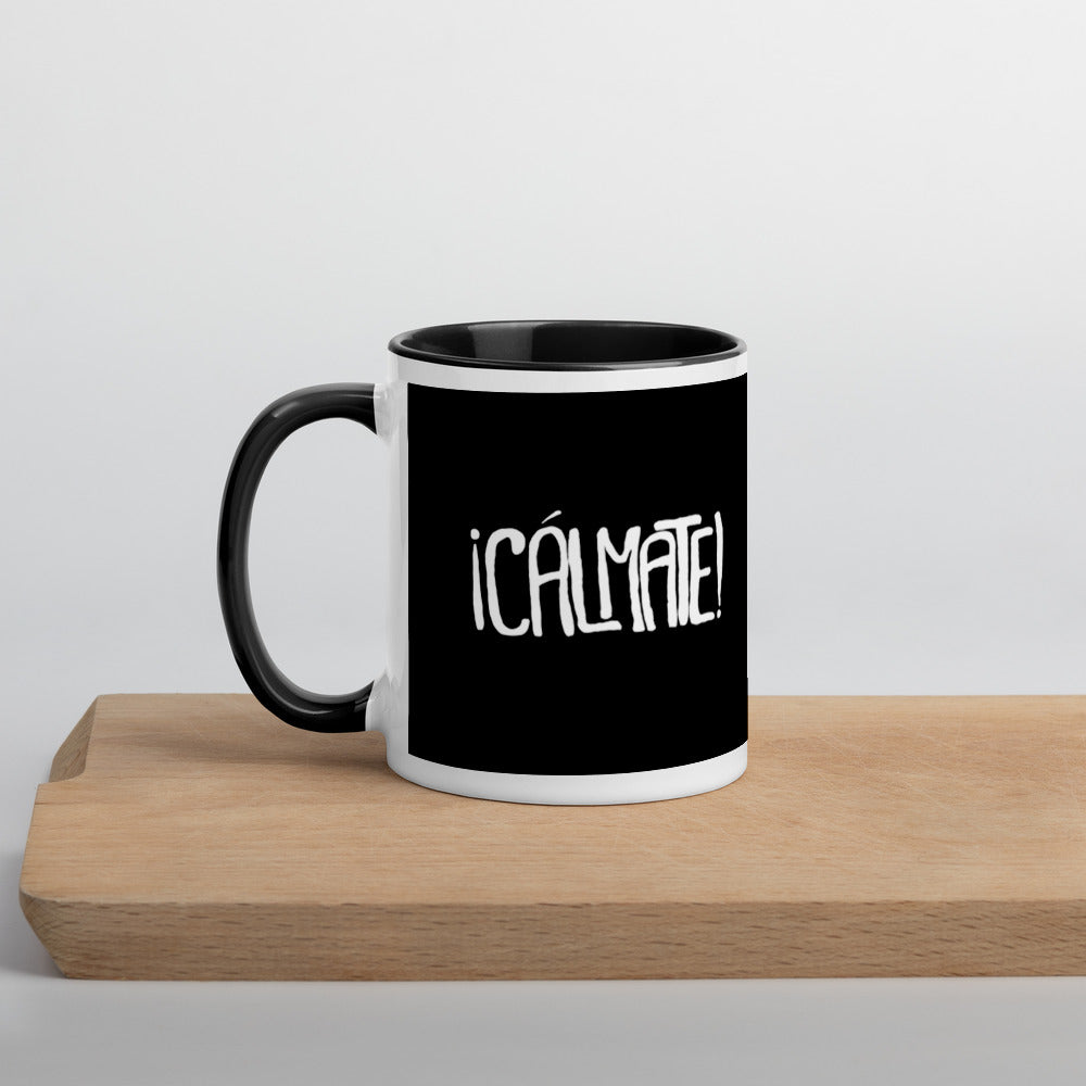 Cálmate! mug Black slick design