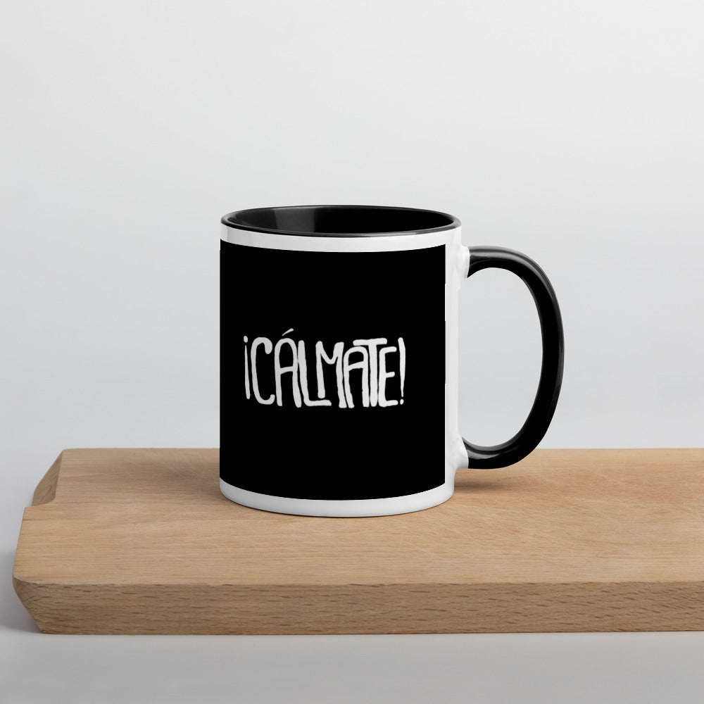 Cálmate! mug Black slick design